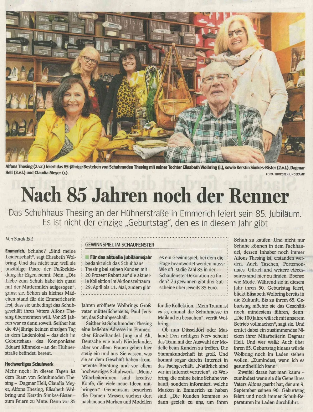 Zeitungsausschnitt: Nach 85 Jahren noch der Renner